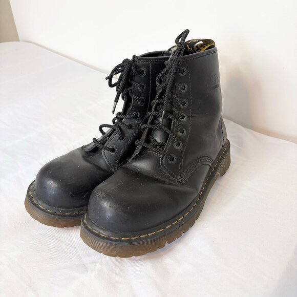 Dr. Martens Industrial Steel Toe Work Boots Black Leather Men’s US 9 UK 8 - Picture 3 of 13